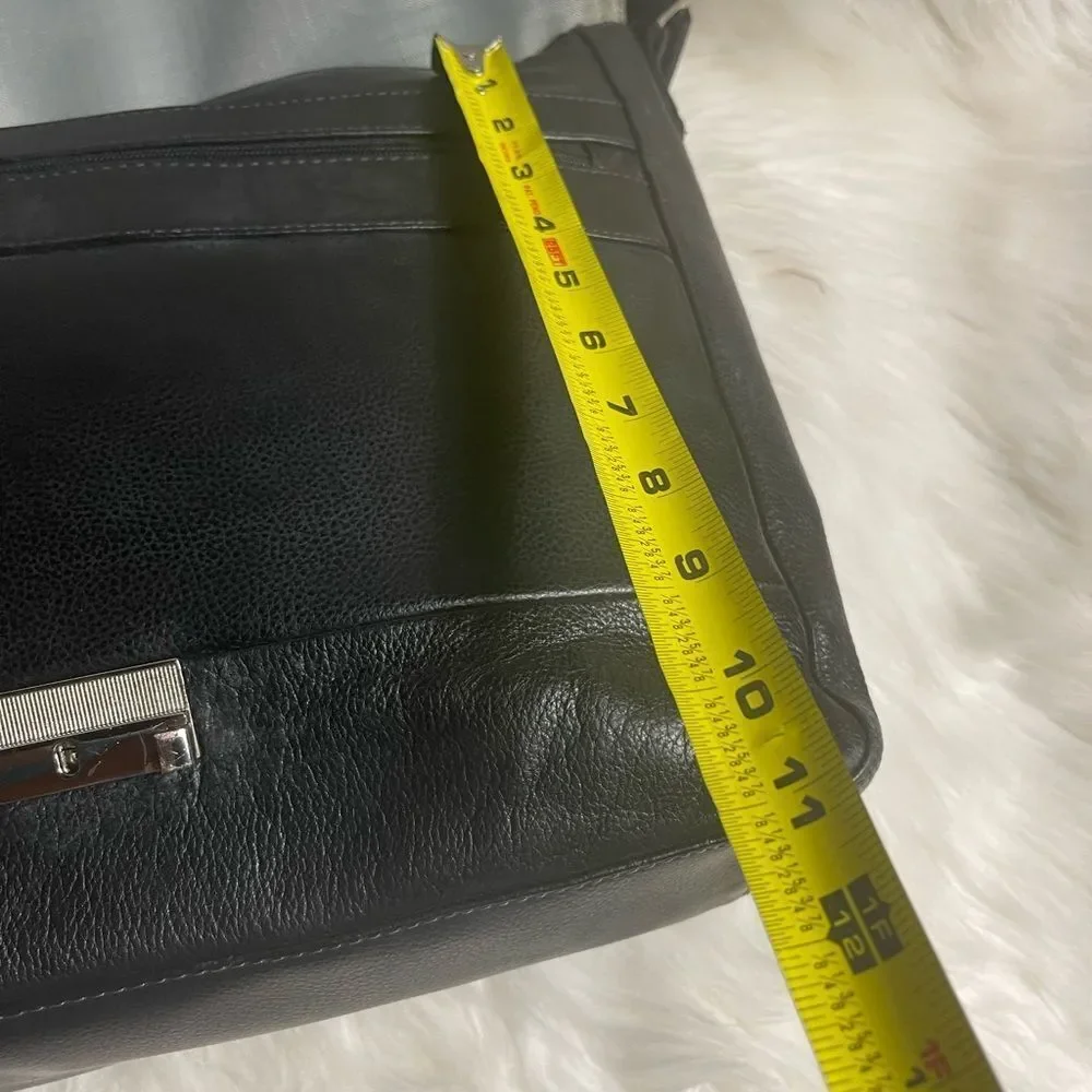 Black Leather Messenger Bag - Men
